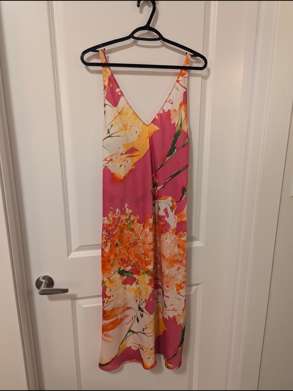 Natori Pink and Orange Floral Maxi Slip Dress